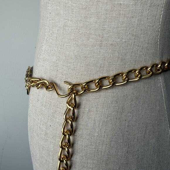 Vintage Disc Chain Belt Gold Silver Medallion Boho Glam Statement 55\